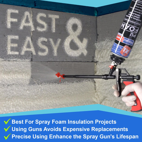 Magic Chems Spray Foam Gun precision control helps apply foam smoothly.