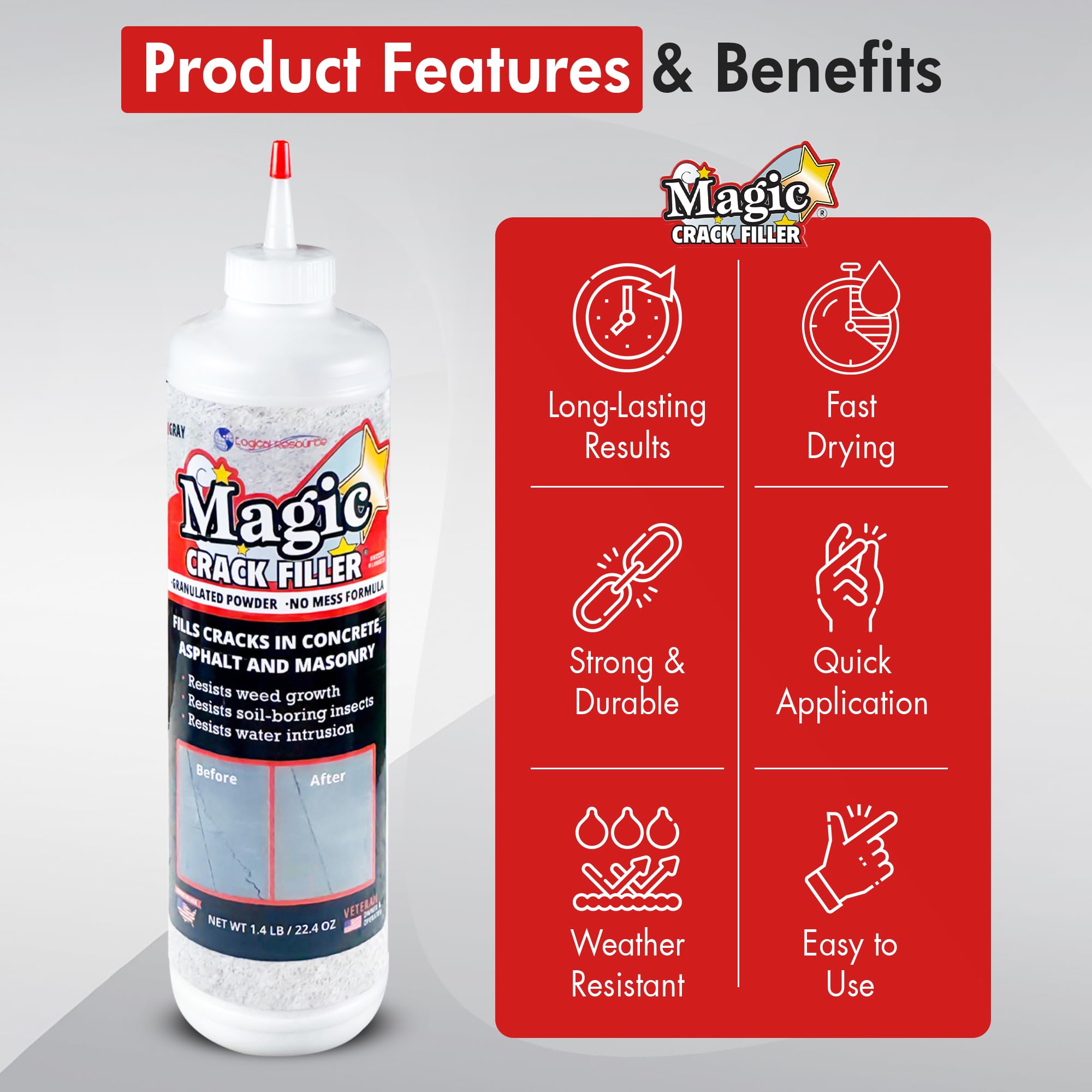 Magic Crack Filler professional-grade solution trusted by pros and made in the USA.