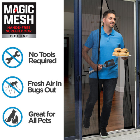 Magic Mesh Deluxe black frameless design with magnets sealing door