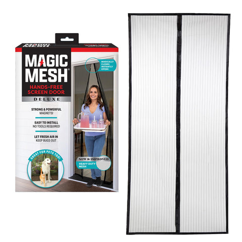Magic Mesh Deluxe black magnetic closure screen door for hands-free entry