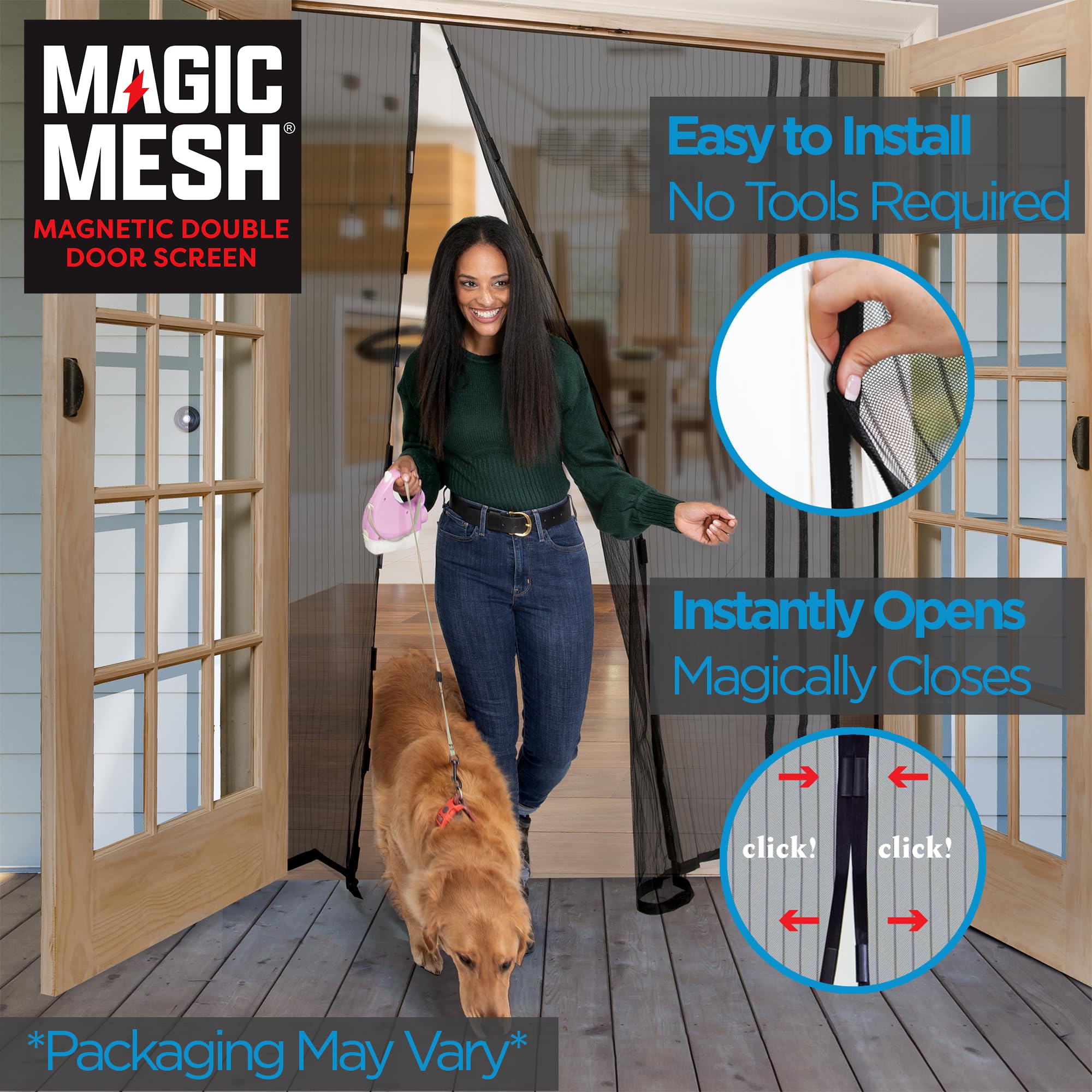 Includes mesh panel, hook-and-loop strips, and wood tacks for easy install.