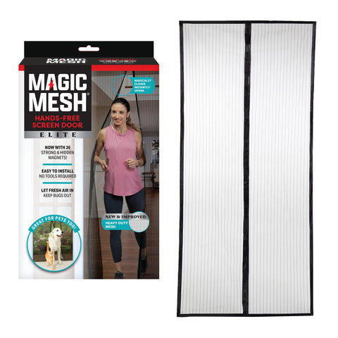 Magic Mesh Elite hands-free door mesh for effortless passage and insect protection.