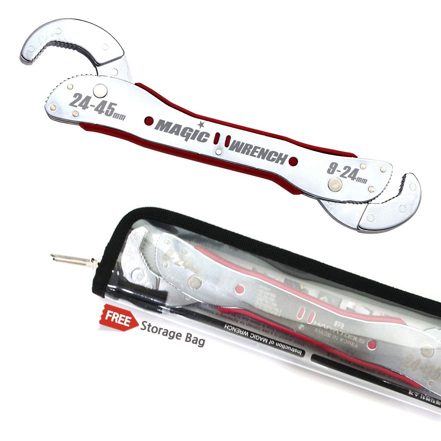 Magic Wrench in action demonstrates automatic ratcheting against various fasteners.
