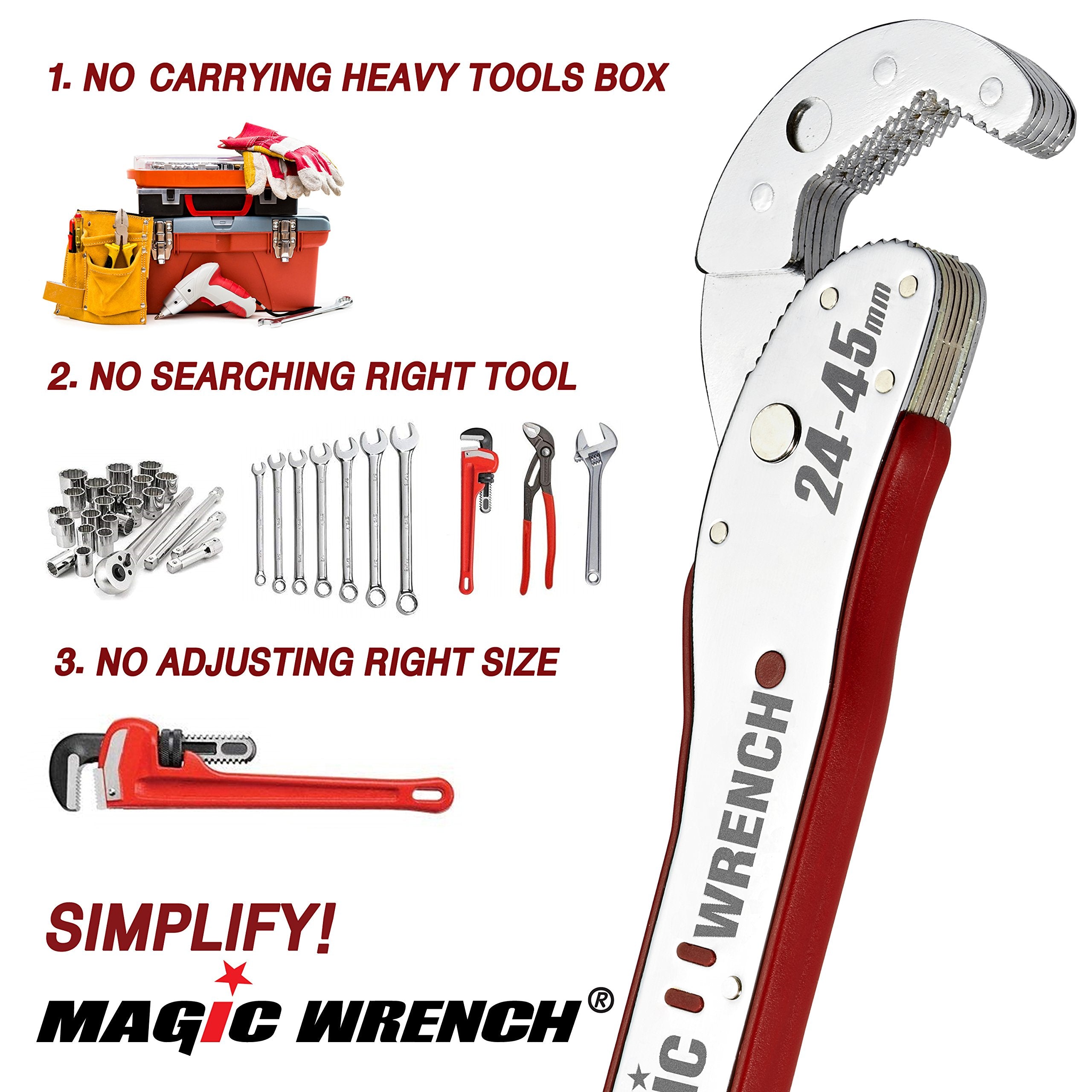 Magic Wrench with pouch and handle shown for portable storage and easy transport.