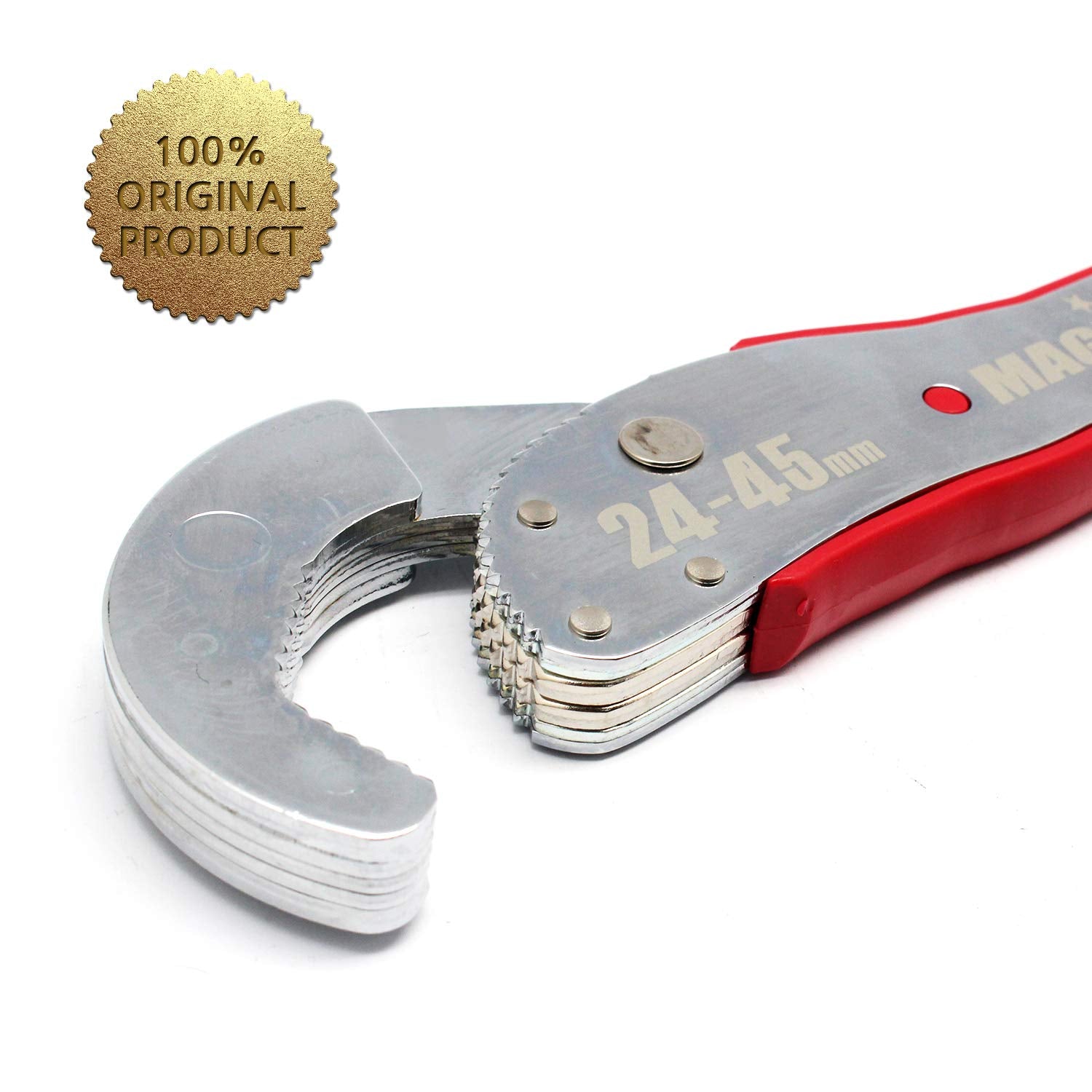 Magic Wrench shown in professional use by plumbers and carpenters benefiting from one tool.