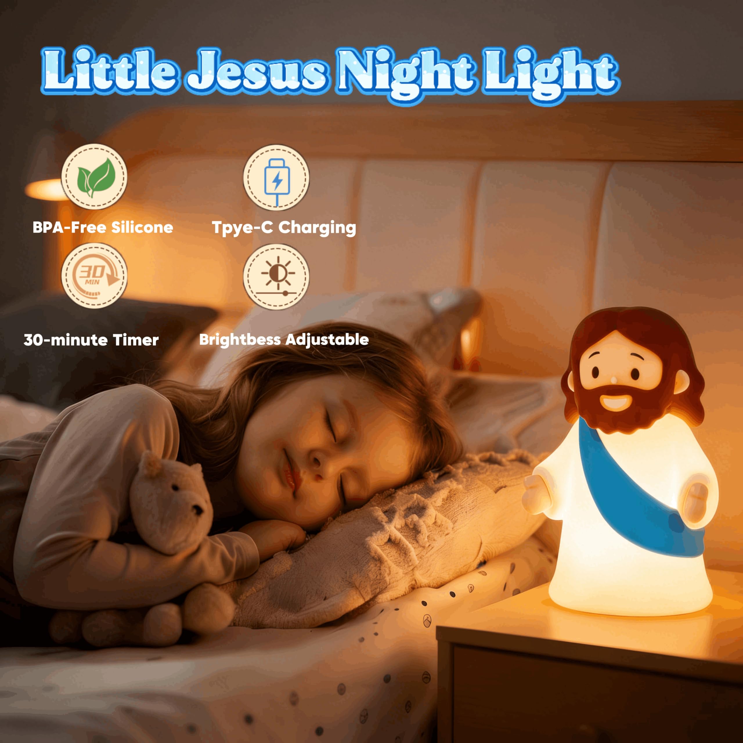 Magical JD 10h runtime 30min timer night light supports calm evenings