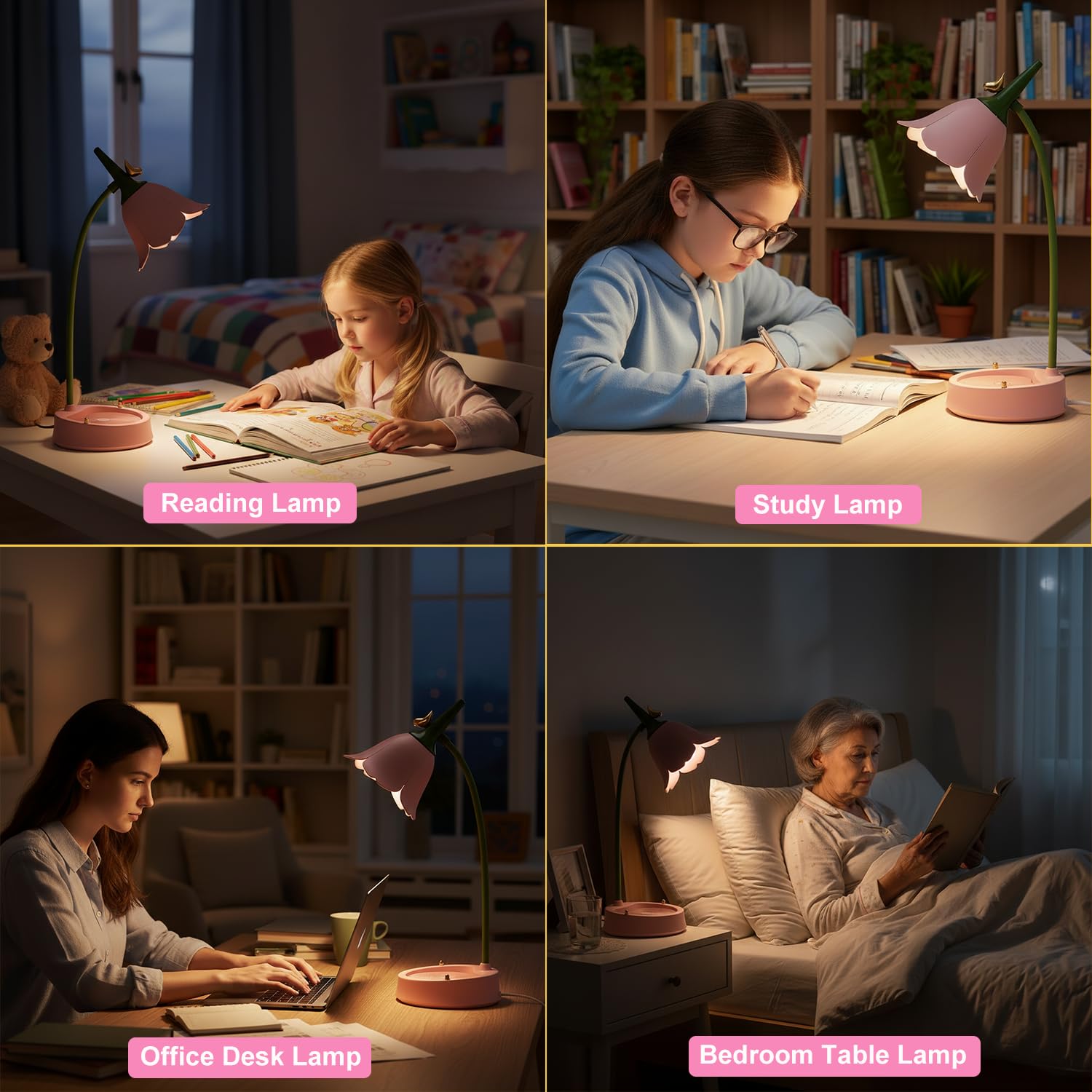 Magical JD LED Desk Lamp offers three color modes for tasks and ambiance.