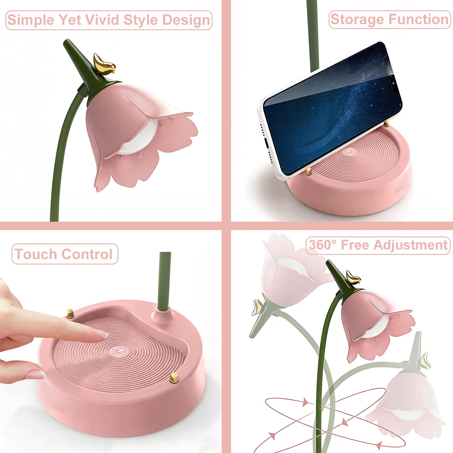 Magical JD cordless lamp with 360-degree adjustable neck for precise lighting.