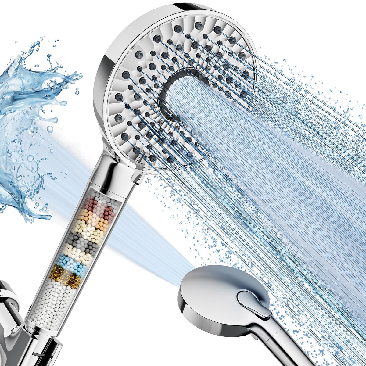 Magichome filtered shower head with handheld for flexible, thorough rinsing.