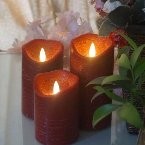 Magiq red flameless candles different heights for dynamic centerpieces