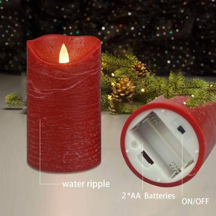 Magiq red flameless candles wax texture close-up showing natural finish