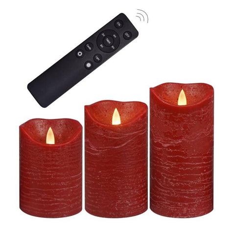 Magiq red flameless candles set — overall view for romantic table decor
