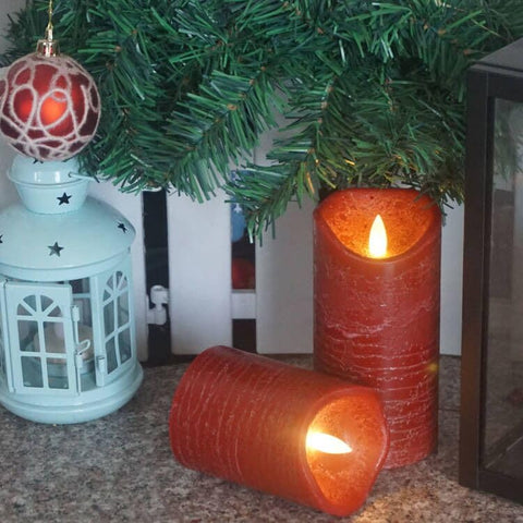 Magiq red flameless candles table centerpiece at wedding reception