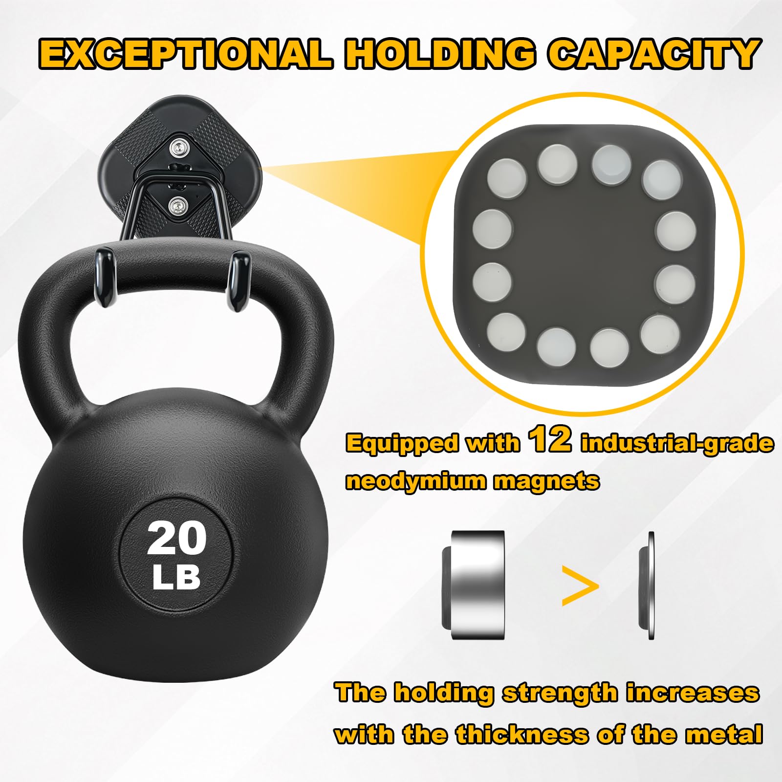 MagitcSee heavy-duty magnet hook provides quick tool access on metal surfaces.
