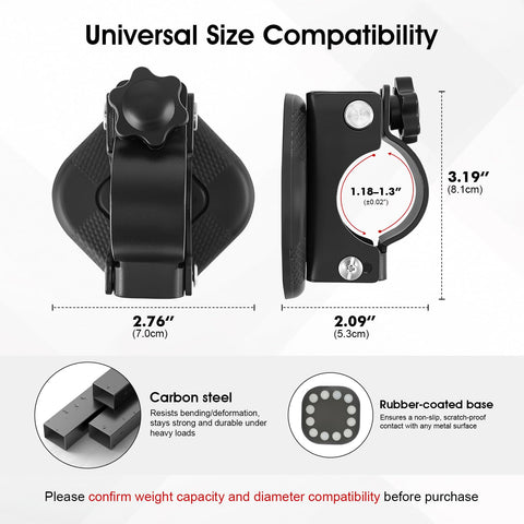 MagitcSee shovel holder mounted on an RV surface for hoses and paddles.
