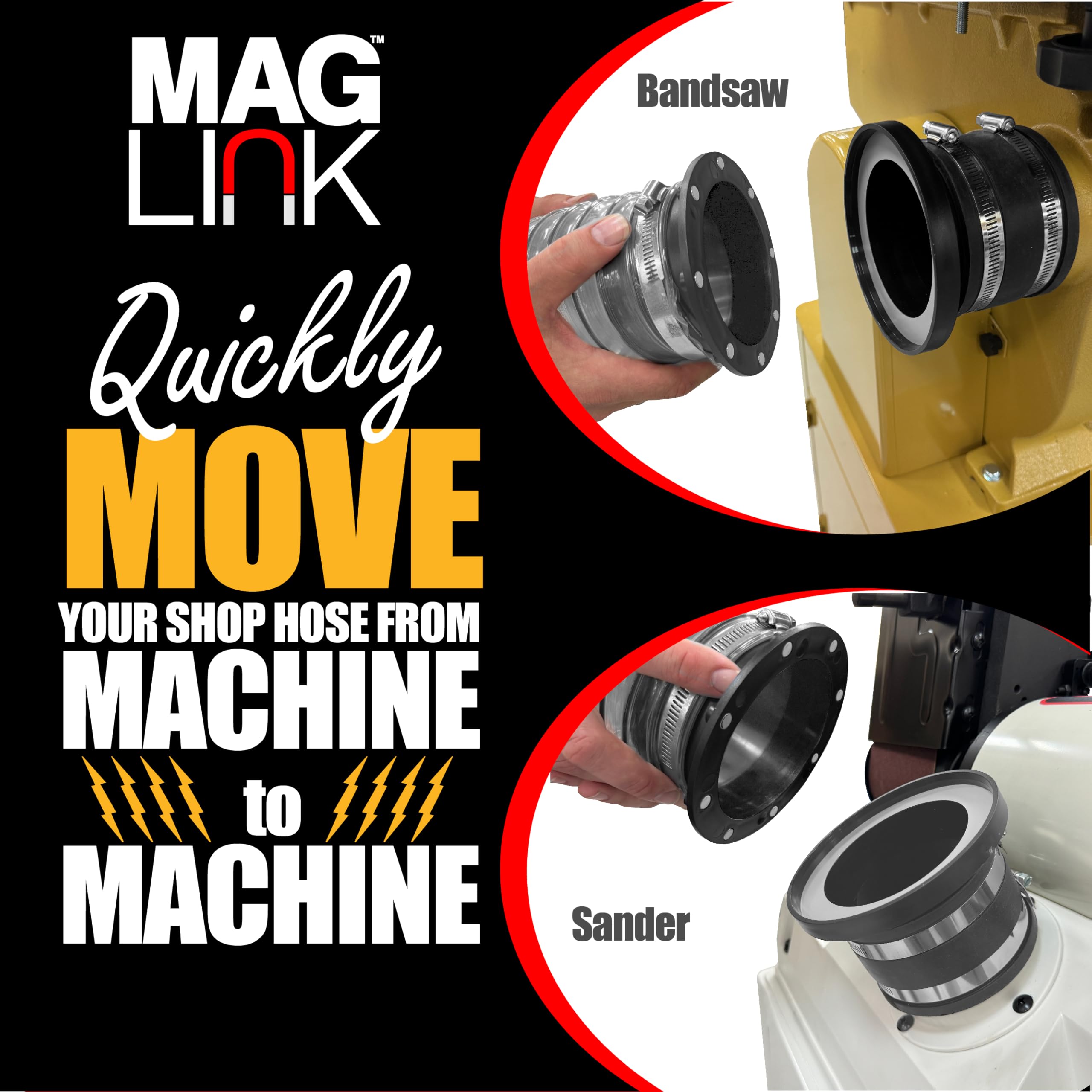 Fulton MagLink quick-connect fittings shown for effortless swap between tools.