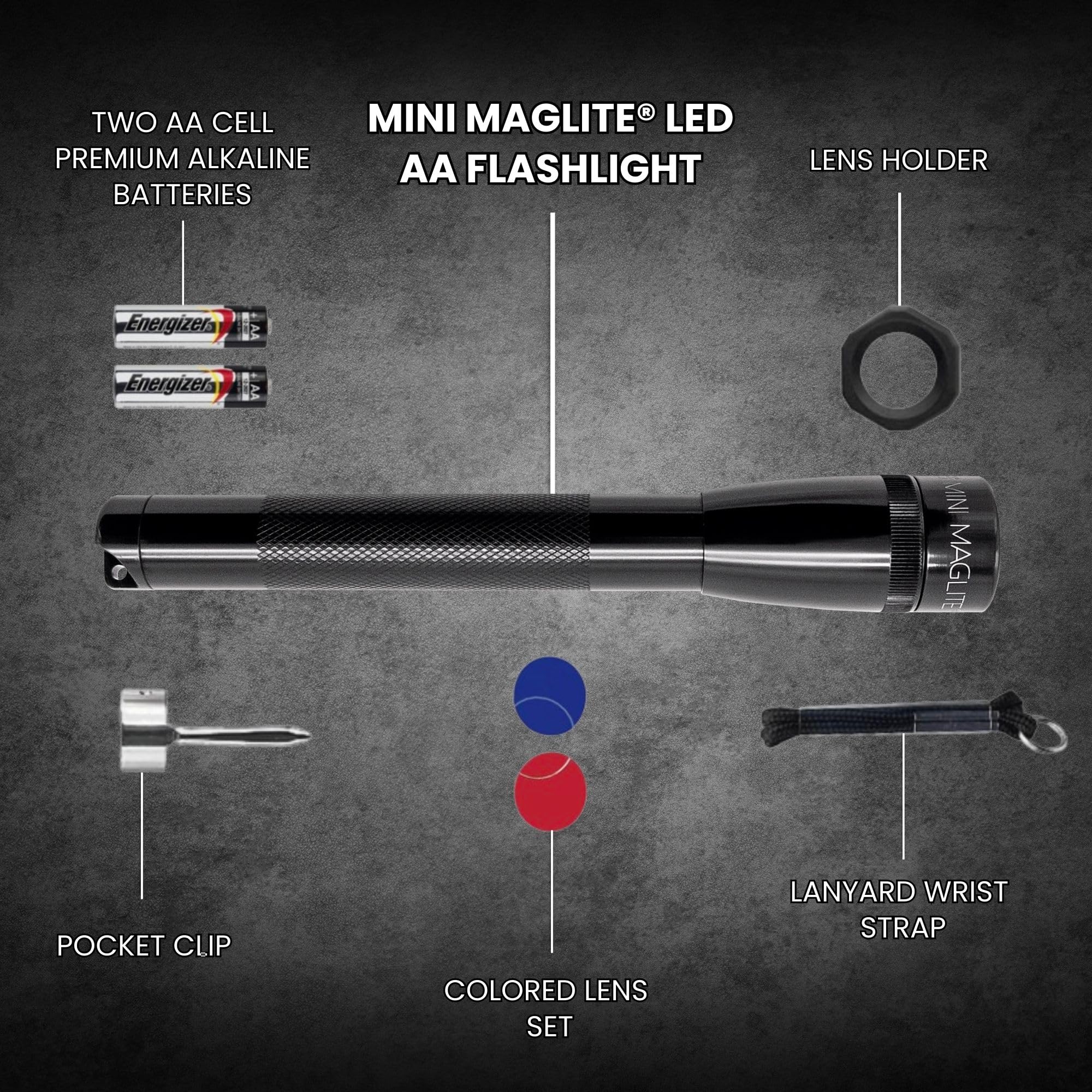 MagLite Mini LED Flashlight IPX4 water resistance for rugged outdoor use.