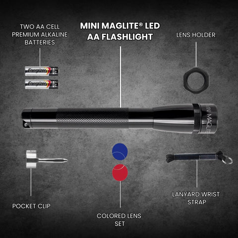 MagLite Mini LED Flashlight IPX4 water resistance for rugged outdoor use.