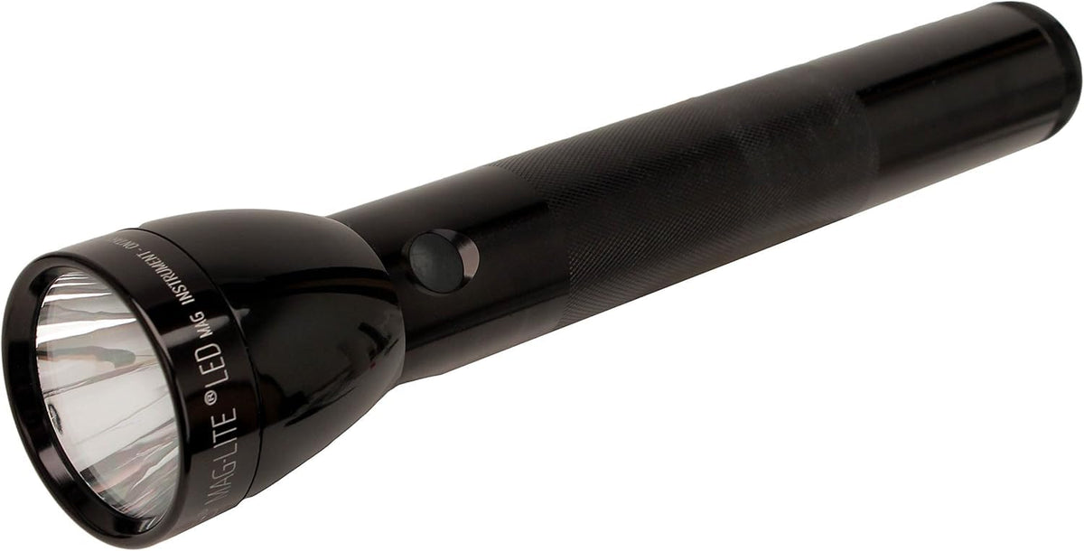 MagLite ML300L LED 3-Cell D flashlight logo close-up emphasizing reliability.