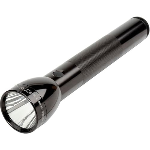 MagLite ML300L side view highlights long battery life.