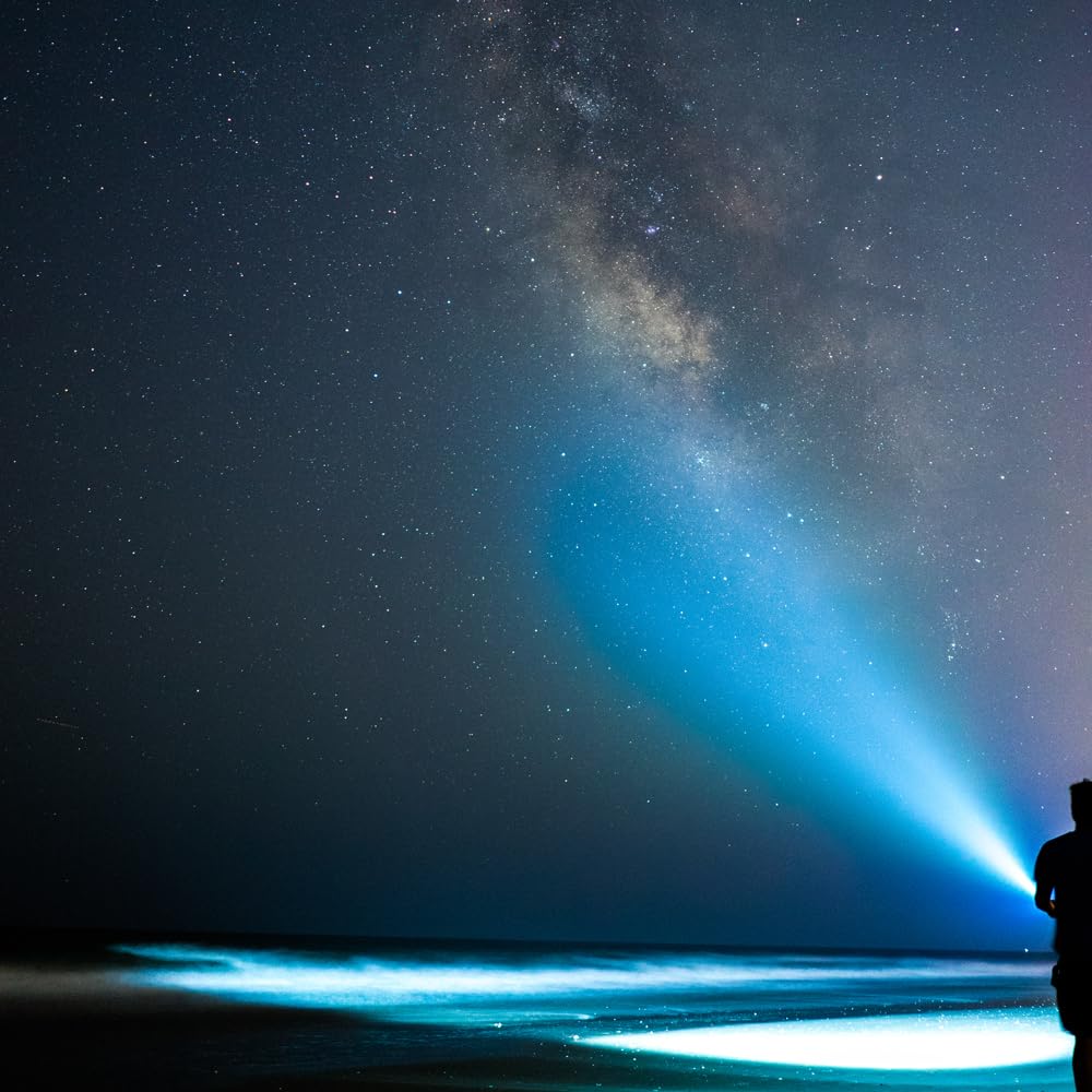 MagLite ML300LX flood-beam for wide-area illumination at campsite.