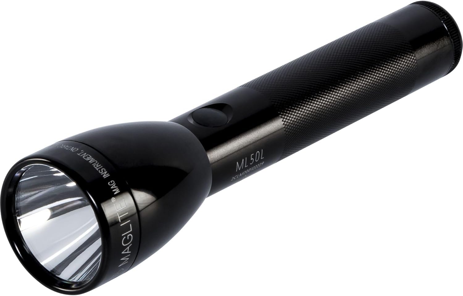 MagLite ML50L 2-Cell LED flashlight beam focus for spot-to-flood versatility.