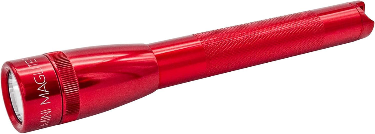 MagLite SP2P03H red mini flashlight showing 332 lumens for precise illumination