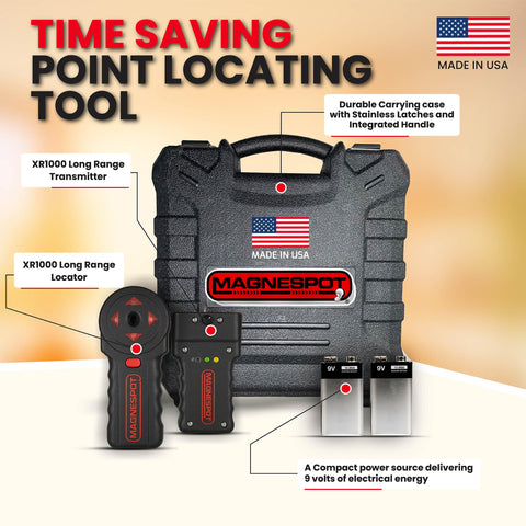 Magnepull Magnespot XR1000-K2 receiver quickly locates hidden reference points.