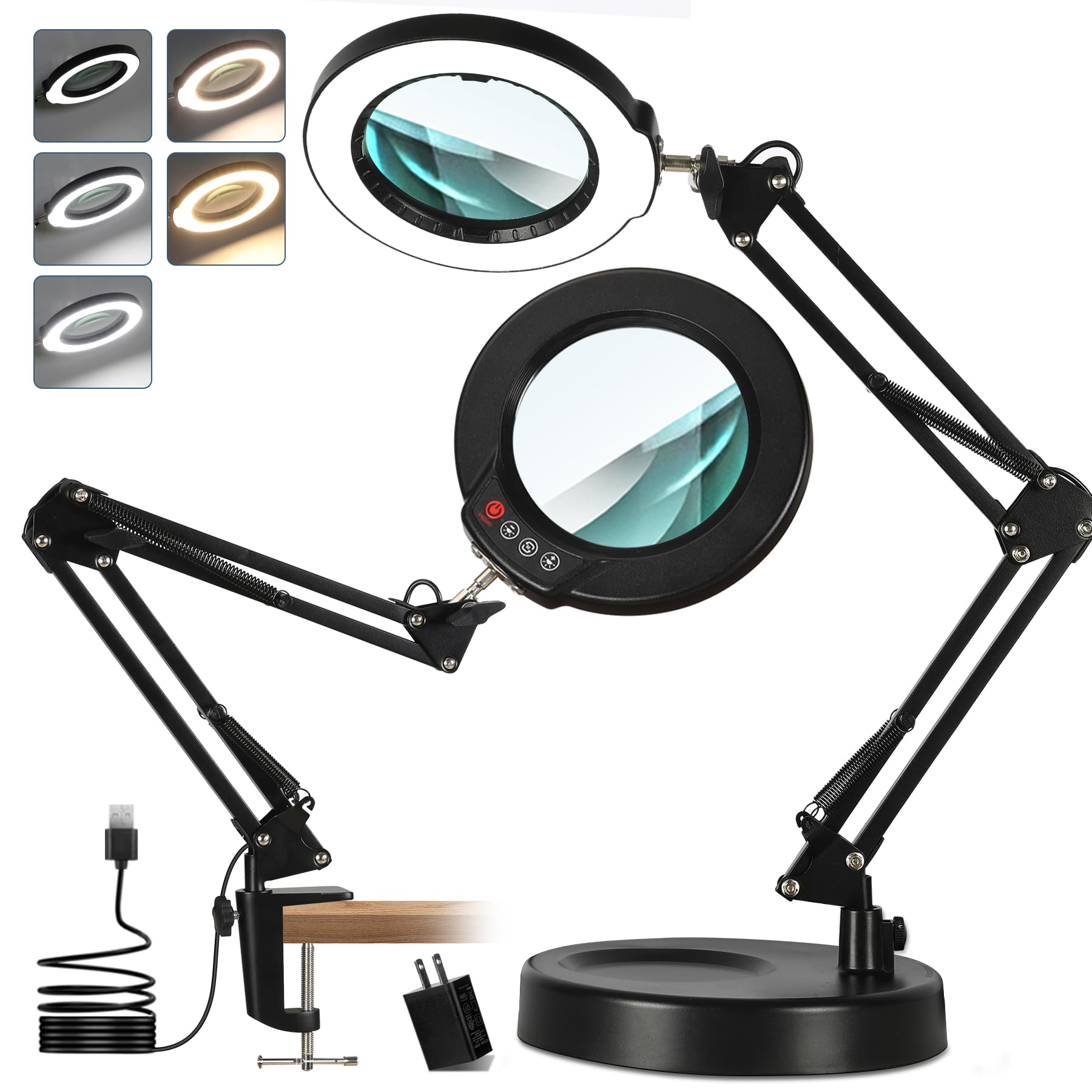 MagnieOpti 10X magnifying glass with light on a stand for precise crafting tasks