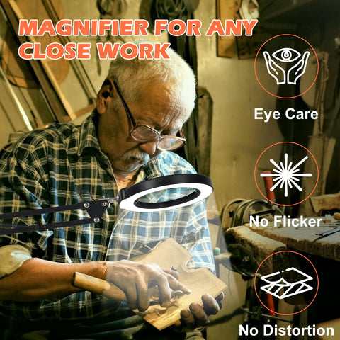 MagnieOpti clamp-and-swing arm magnifier delivers stable hands-free use