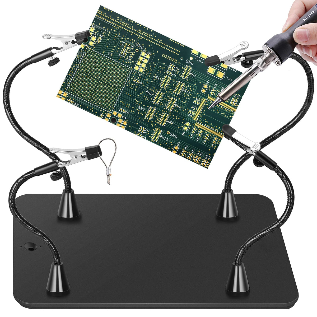 MagnieOpti base keeps components steady during precise soldering.