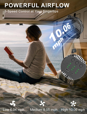 MAGOLFIN cruise fan shows 12000mAh battery life.