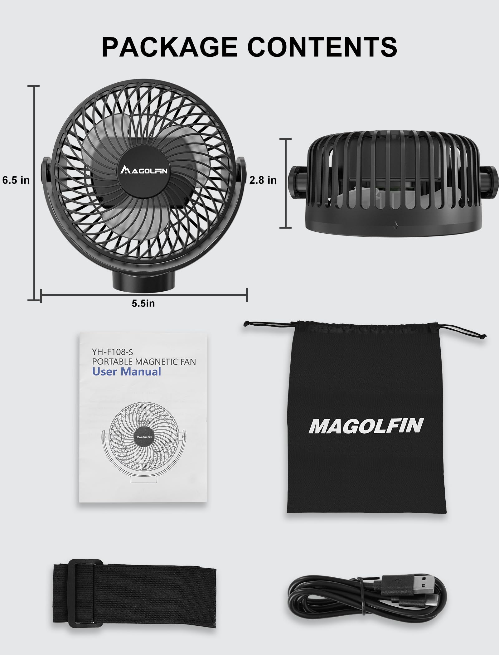 LED lantern on MAGOLFIN cruise fan for versatile lighting.