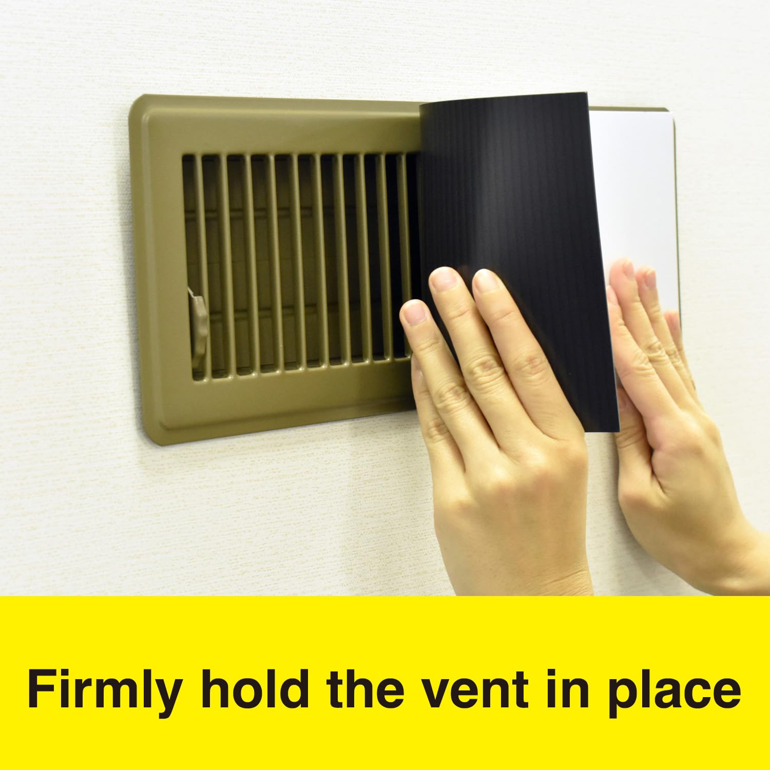 MagX vent cover on floor vent in living room demonstrates versatile use.