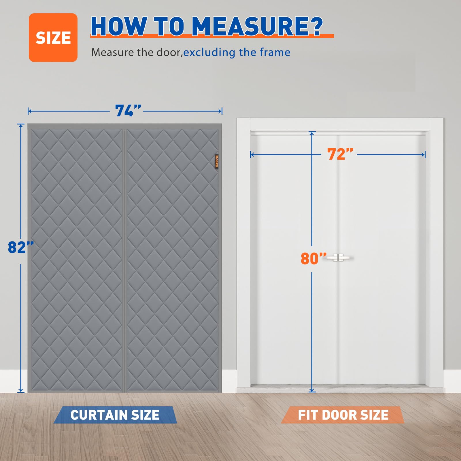 MAGZO door curtain installed on frame demonstrating draft blocking