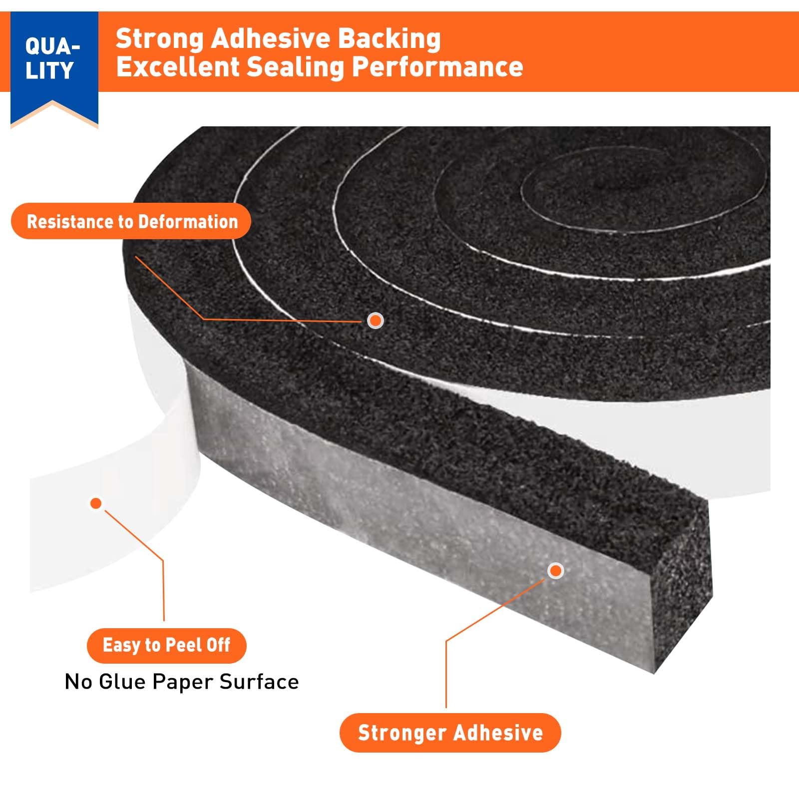 MAGZO high-resilience foam tape stretched to show flexibility and rebound.