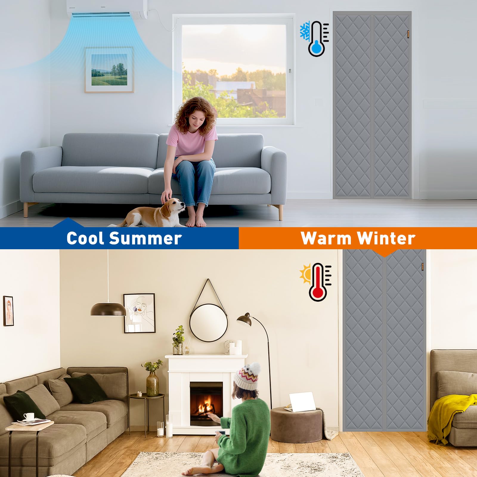 MAGZO insulated curtain blocking cold drafts with multi-layer insulation