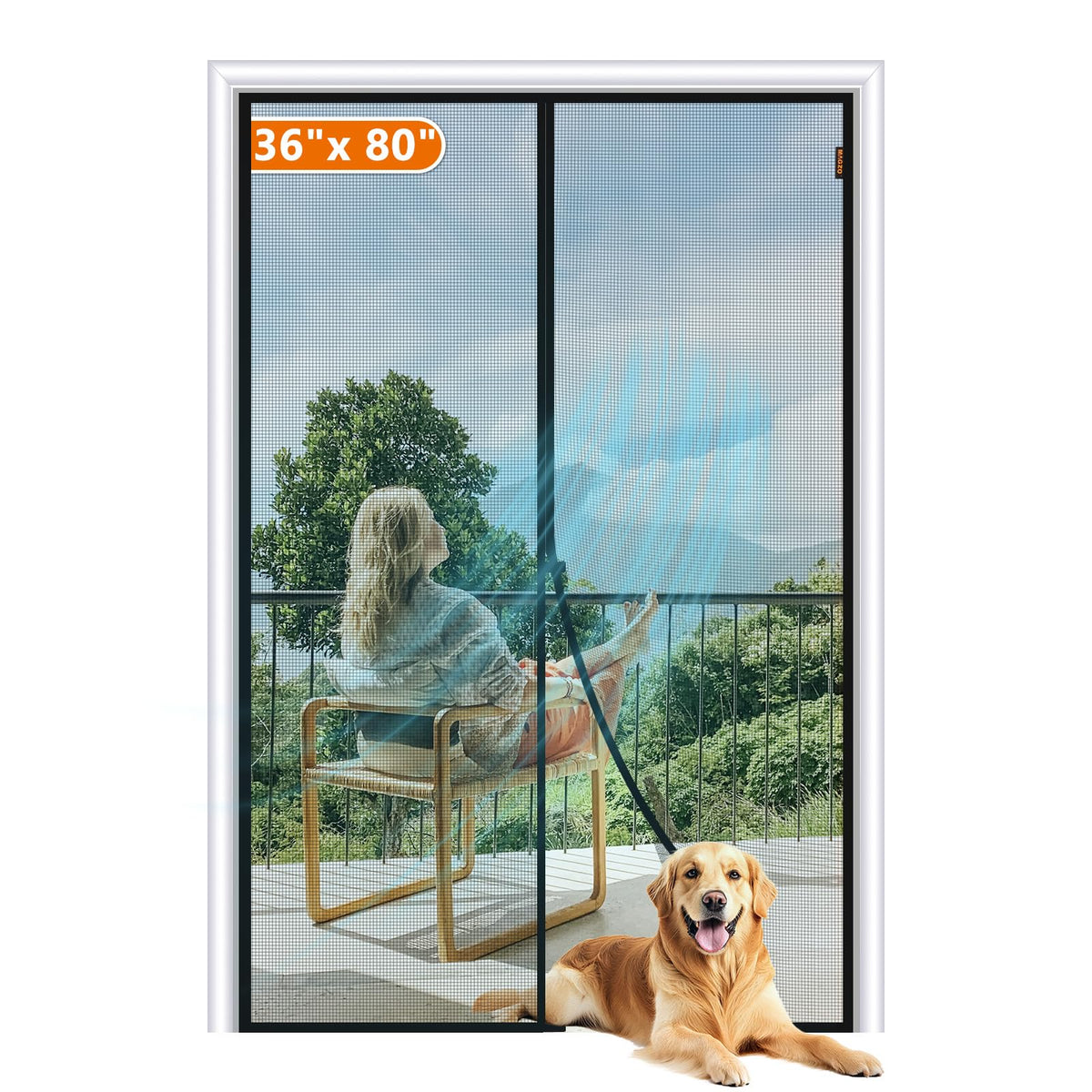 MAGZO magnetic screen door 38x81 setup enabling easy hands-free access for homes