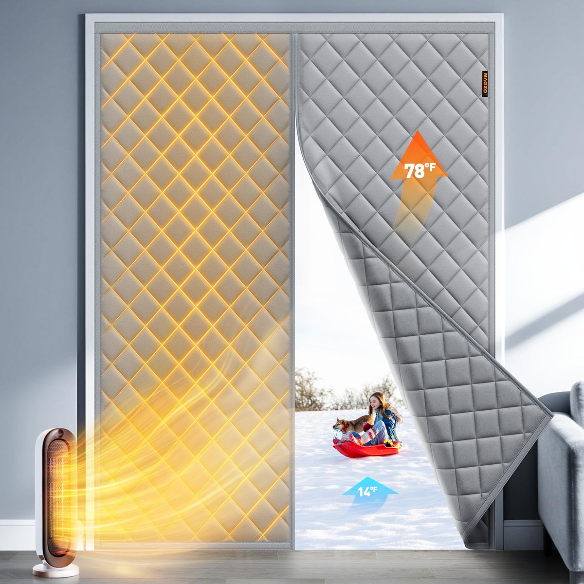 MAGZO magnetic door curtain close-up showing strong magnets and seal