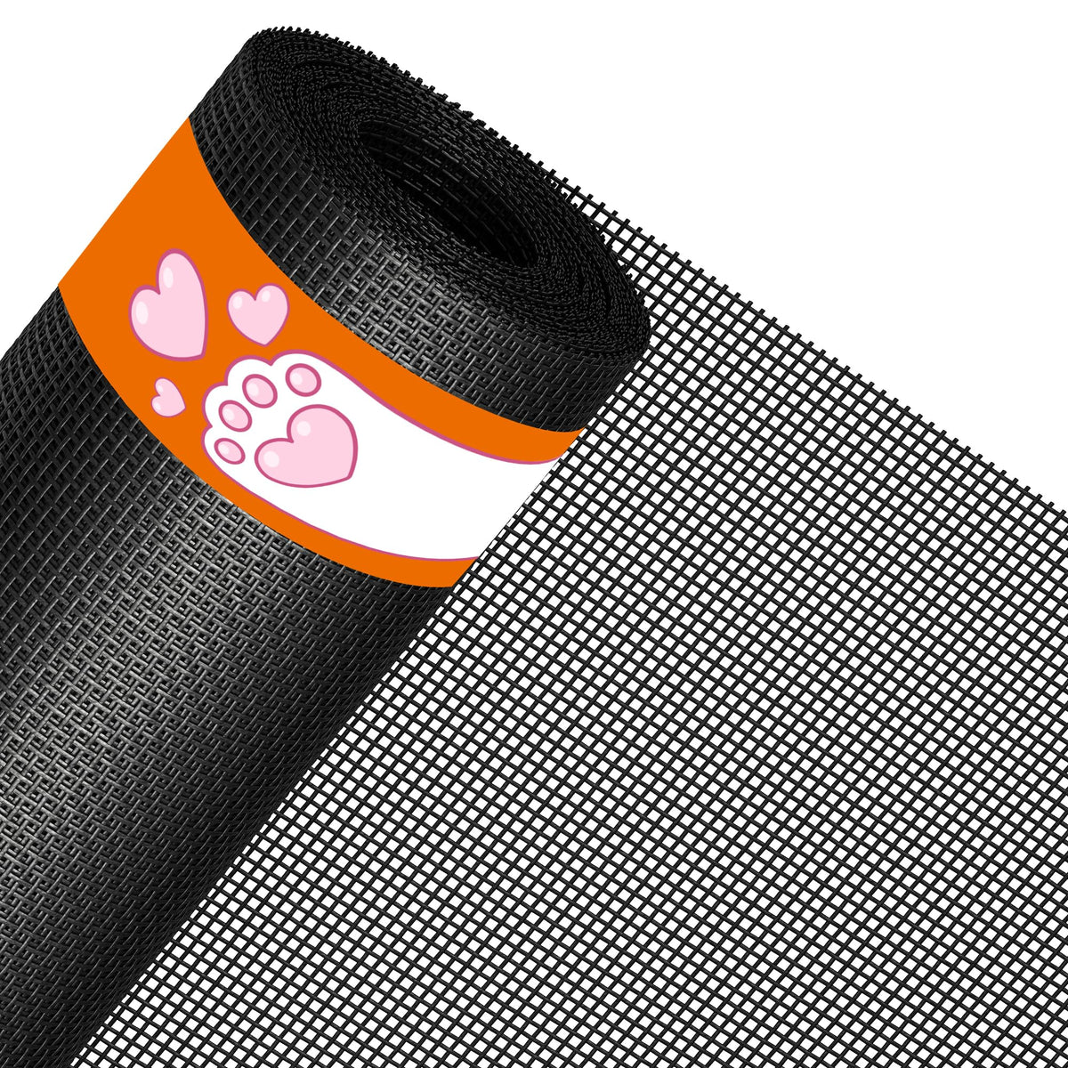 MAGZO pet-proof window screen close-up shows durable vinyl-coated polyester fabric for pet protection.