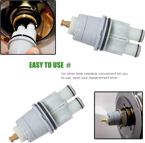 Packaging includes two cartridges and four seals for easy setup.