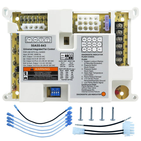 MAHUIBIN 50A55-843 furnace board front view showing OEM-ready replacement for Lennox systems.
