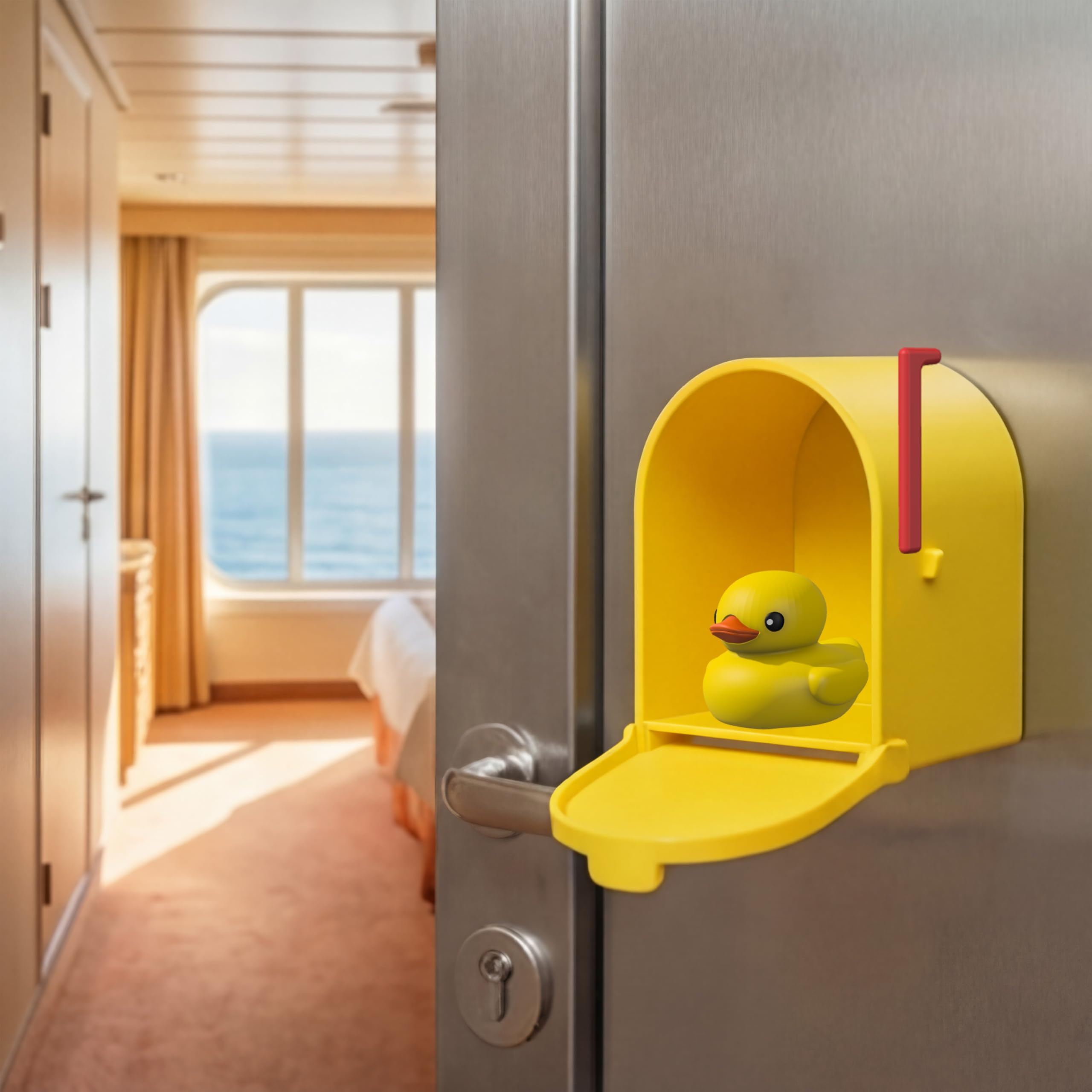Yellow mailbox used as cheerful fridge decor
