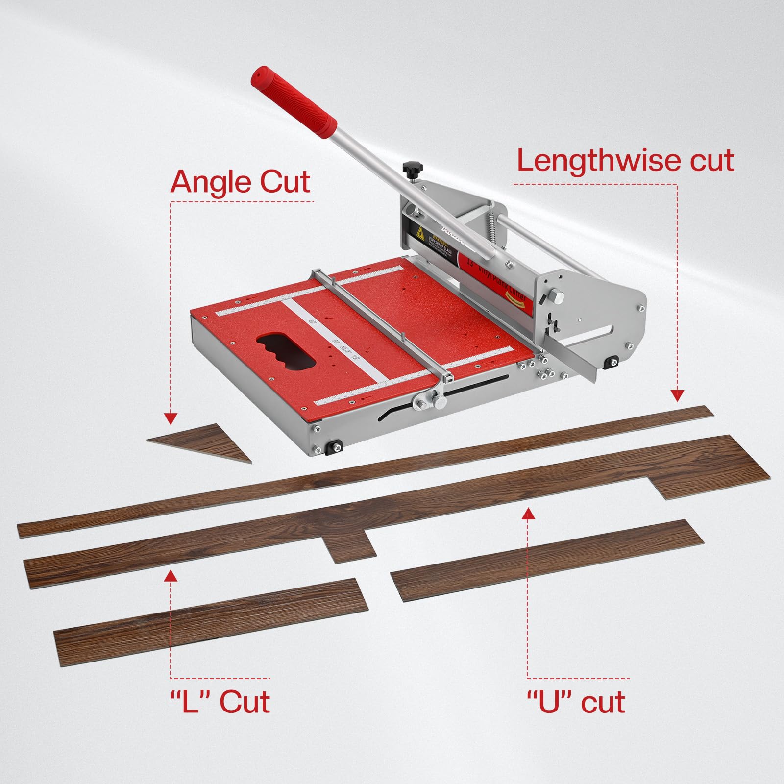 MAIHUITE 13-inch floor cutter performing a 0–45 degree angle cut.