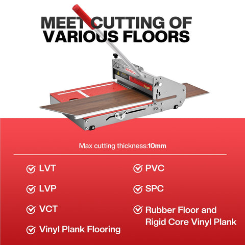 MAIHUITE 13-inch floor cutter delivering straight cuts for vinyl planks.