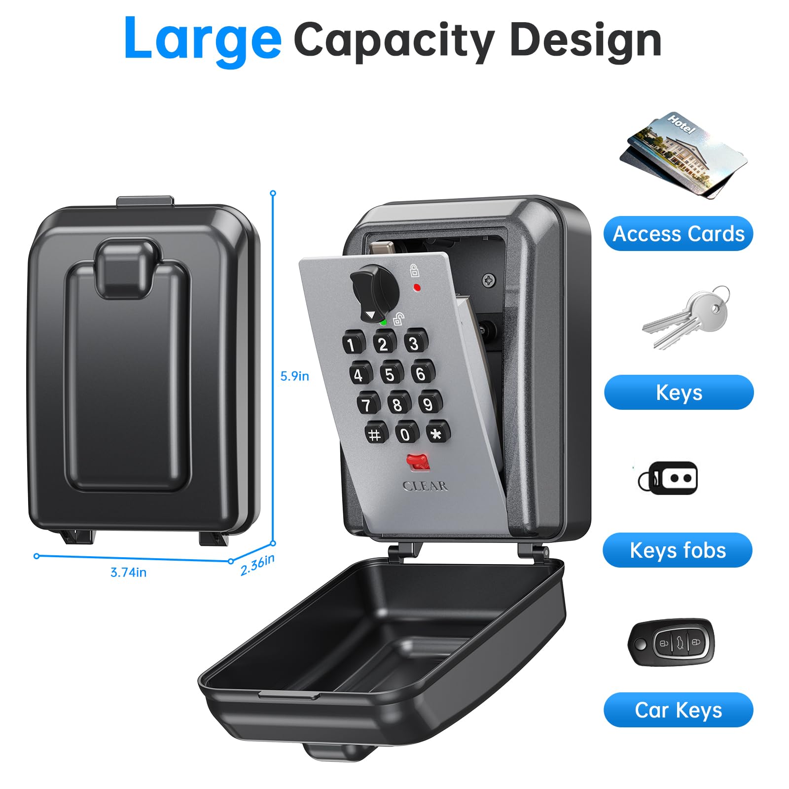 MAILADA Key Lock Box wide opening for quick retrieval of keys