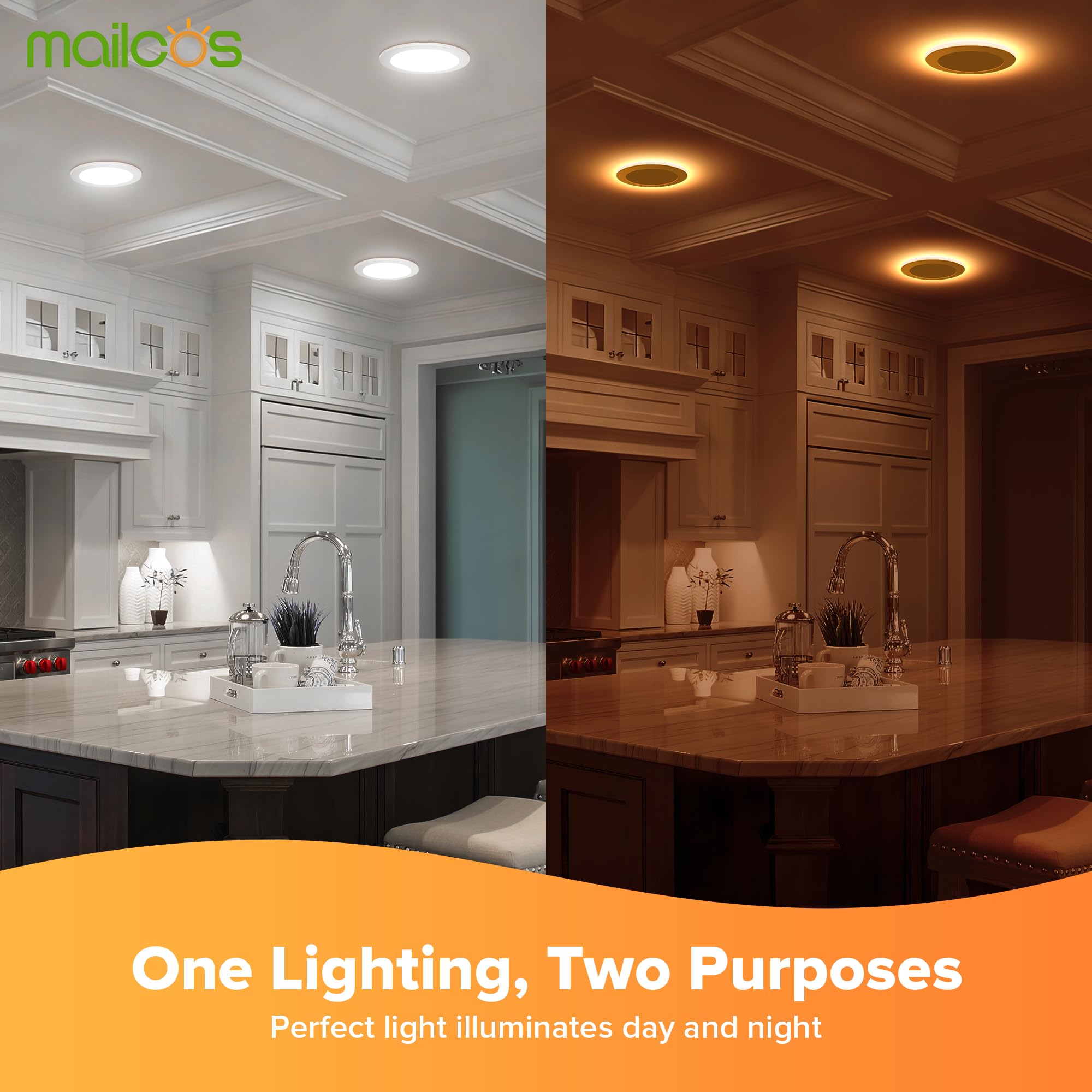 MAILCOS 6-inch 5CCT LED downlight side view highlighting slim ultra-thin profile.