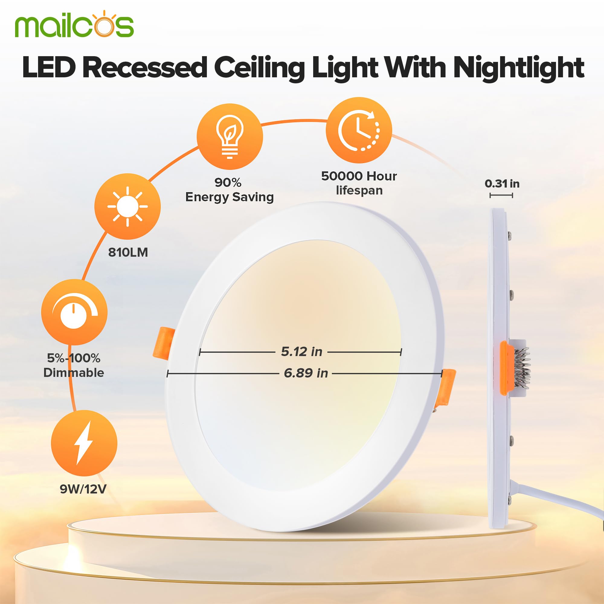 MAILCOS IC-rated downlight safe to install near ceiling insulation.