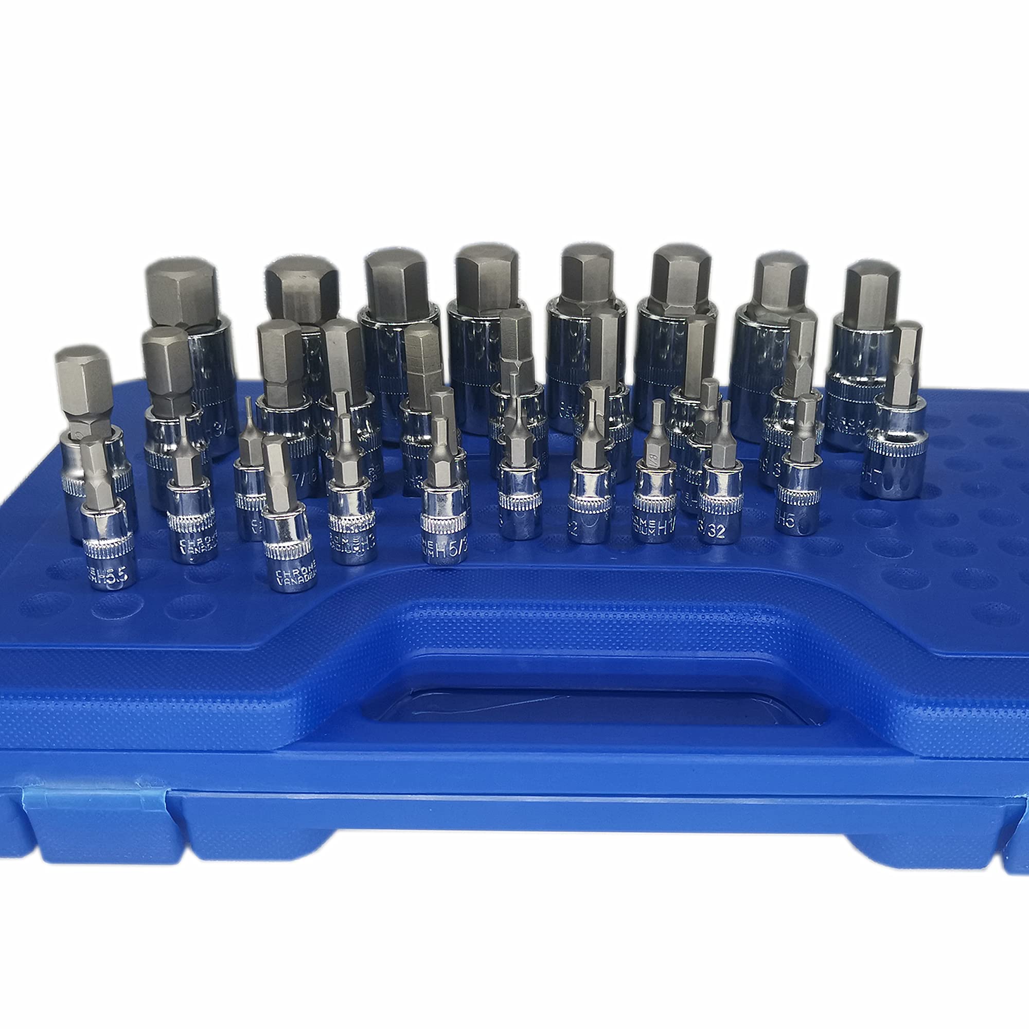 Mainpoint chrome vanadium sockets with mirror finish resist rust during use.