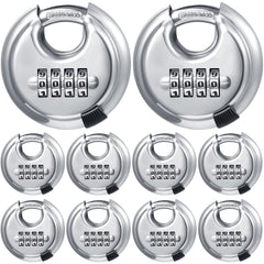 Maitys 10-pack 4-digit padlocks package view for bulk security across sheds and lockers.
